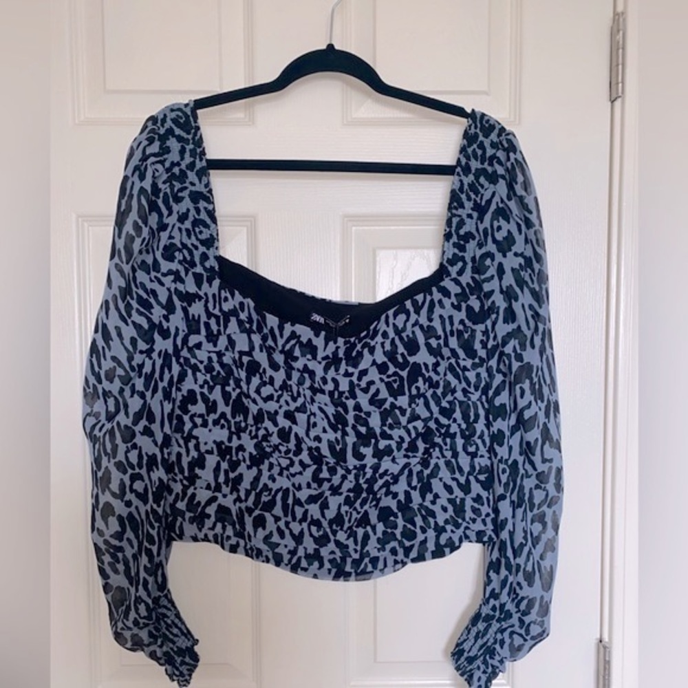 Zara Cropped Leopard Blouse - Picture 2 of 4